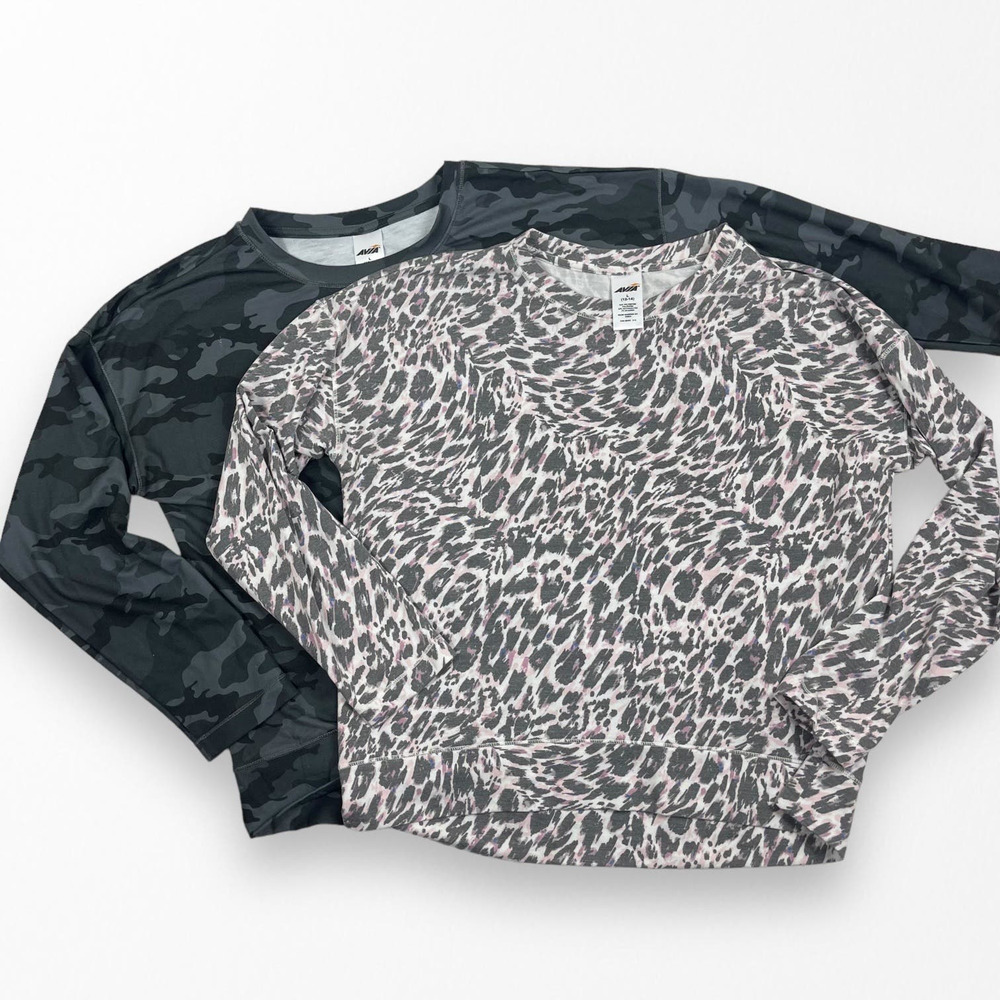 AVIA Womens Long Sleeve Tops Camo Animal Print Size Large‎ 12/14